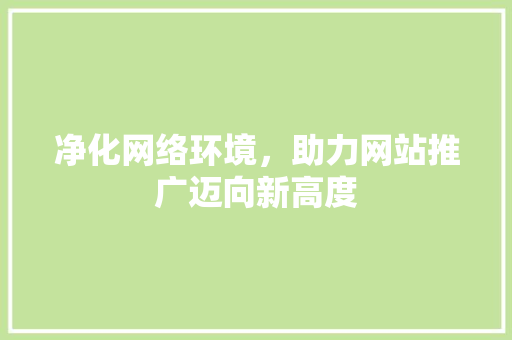 净化网络环境，助力网站推广迈向新高度 GoogleSEO