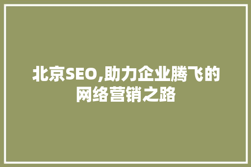 北京SEO,助力企业腾飞的网络营销之路 必应SEO