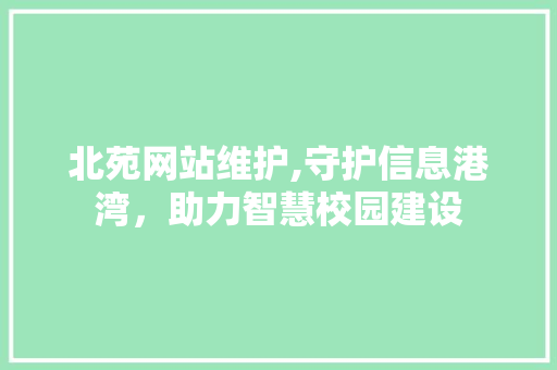 北苑网站维护,守护信息港湾，助力智慧校园建设 百度SEO
