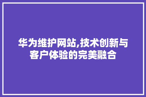 华为维护网站,技术创新与客户体验的完美融合 GoogleSEO