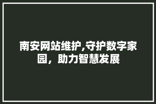 南安网站维护,守护数字家园，助力智慧发展 必应SEO