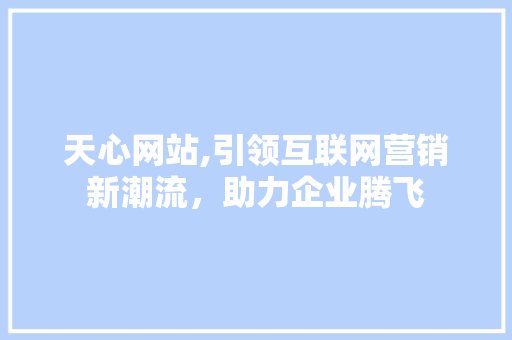 天心网站,引领互联网营销新潮流，助力企业腾飞 神马SEO