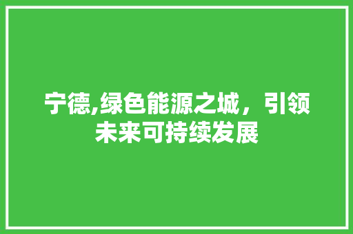 宁德,绿色能源之城，引领未来可持续发展 神马SEO