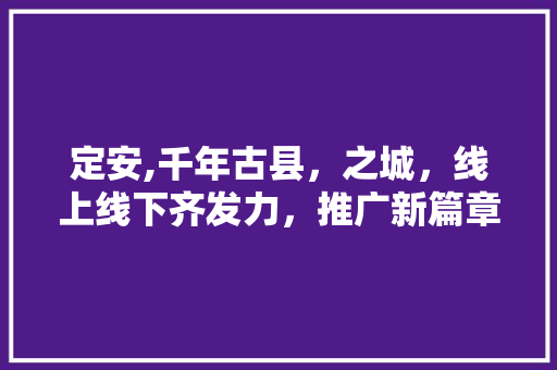 定安,千年古县，之城，线上线下齐发力，推广新篇章