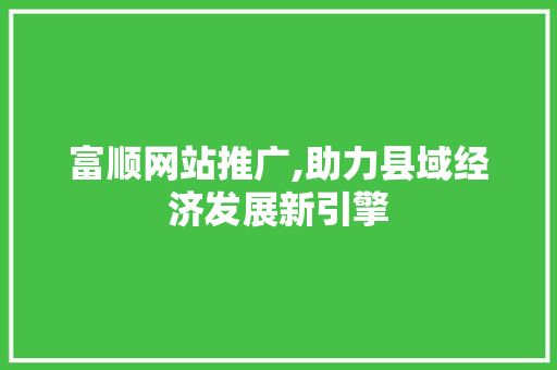 富顺网站推广,助力县域经济发展新引擎