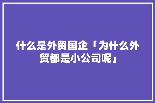 什么是外贸国企「为什么外贸都是小公司呢」 什么是外贸国企「为什么外贸都是小公司呢」 百度SEO