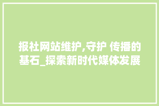 报社网站维护,守护 传播的基石_探索新时代媒体发展的关键一环 GoogleSEO