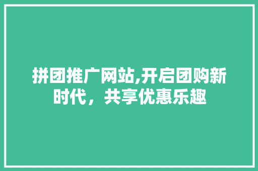 拼团推广网站,开启团购新时代，共享优惠乐趣 GoogleSEO