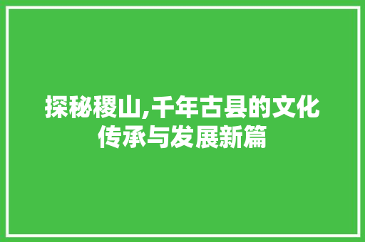 探秘稷山,千年古县的文化传承与发展新篇 神马SEO