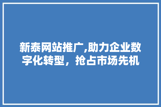 新泰网站推广,助力企业数字化转型，抢占市场先机 百度SEO
