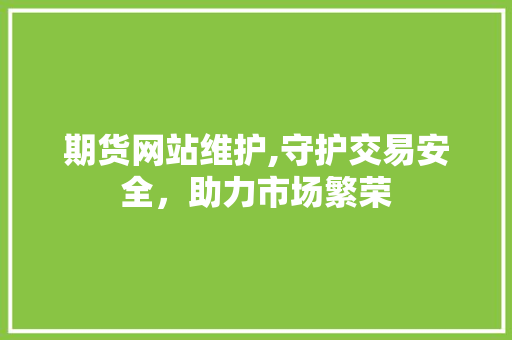 期货网站维护,守护交易安全，助力市场繁荣 必应SEO