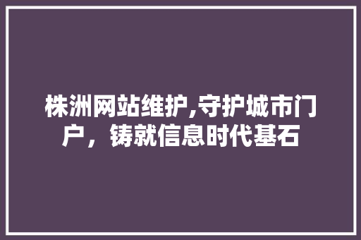 株洲网站维护,守护城市门户，铸就信息时代基石 必应SEO