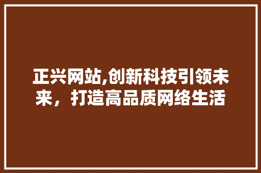 正兴网站,创新科技引领未来，打造高品质网络生活