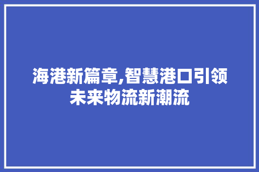 海港新篇章,智慧港口引领未来物流新潮流 神马SEO