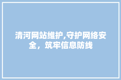 清河网站维护,守护网络安全，筑牢信息防线 必应SEO