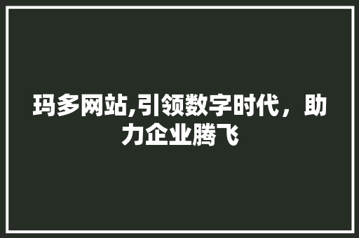 玛多网站,引领数字时代，助力企业腾飞 神马SEO