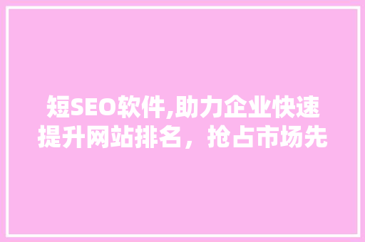 短SEO软件,助力企业快速提升网站排名，抢占市场先机 必应SEO