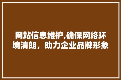 网站信息维护,确保网络环境清朗，助力企业品牌形象 GoogleSEO