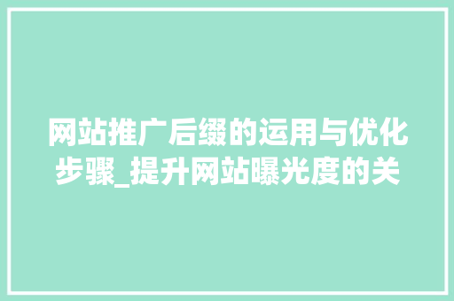 网站推广后缀的运用与优化步骤_提升网站曝光度的关键 必应SEO