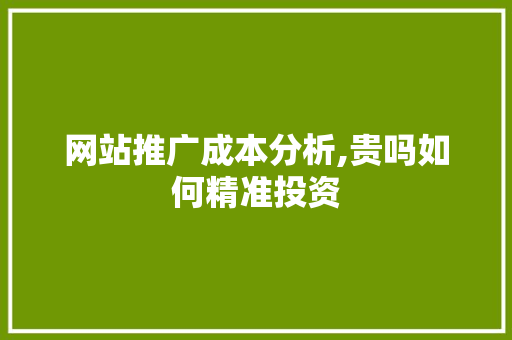 网站推广成本分析,贵吗如何精准投资 百度SEO