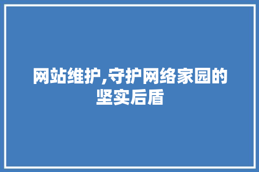 网站维护,守护网络家园的坚实后盾 神马SEO