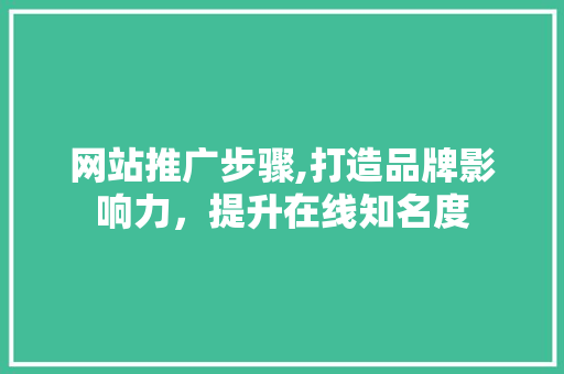 网站推广步骤,打造品牌影响力，提升在线知名度 GoogleSEO