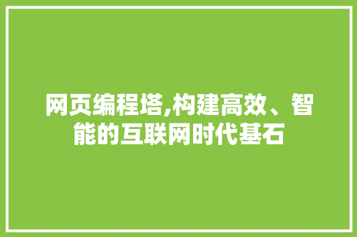网页编程塔,构建高效、智能的互联网时代基石 GoogleSEO
