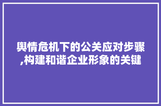 舆情危机下的公关应对步骤,构建和谐企业形象的关键