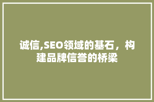 诚信,SEO领域的基石，构建品牌信誉的桥梁 必应SEO