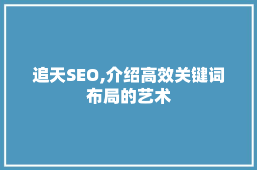 追天SEO,介绍高效关键词布局的艺术