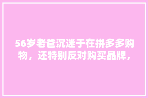 56岁老爸沉迷于在拼多多购物，还特别反对购买品牌，怎么办「为什么人们痴迷拼多多呢」 56岁老爸沉迷于在拼多多购物，还特别反对购买品牌，怎么办「为什么人们痴迷拼多多呢」 GoogleSEO