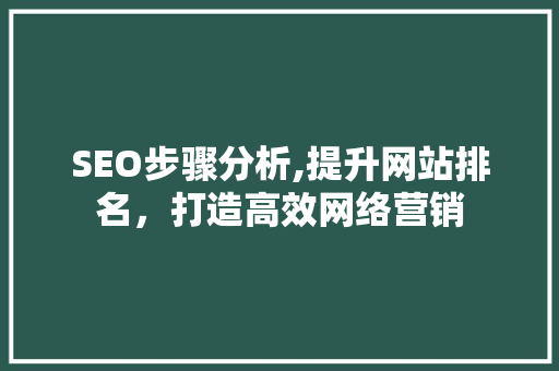 SEO步骤分析,提升网站排名,打造高效网络营销 百度SEO SEO步骤分析,提升网站排名,打造高效网络营销 百度SEO