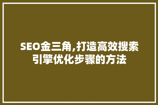 SEO金三角,打造高效搜索引擎优化步骤的方法 神马SEO
