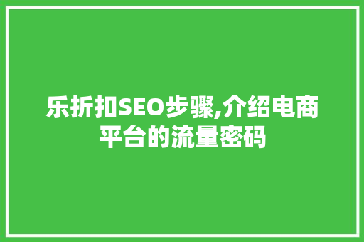 乐折扣SEO步骤,介绍电商平台的流量密码 百度SEO