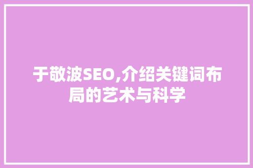 于敬波SEO,介绍关键词布局的艺术与科学 搜狗SEO