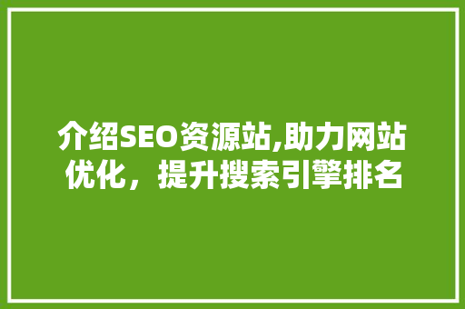 介绍SEO资源站,助力网站优化，提升搜索引擎排名 必应SEO