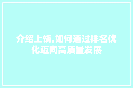 介绍上饶,如何通过排名优化迈向高质量发展 必应SEO