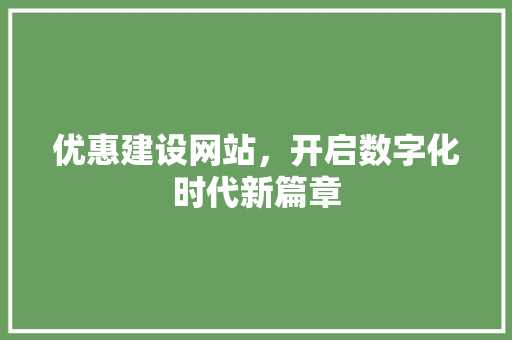 优惠建设网站，开启数字化时代新篇章 神马SEO