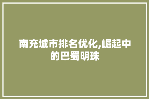 南充城市排名优化,崛起中的巴蜀明珠 神马SEO