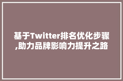 基于Twitter排名优化步骤,助力品牌影响力提升之路 必应SEO