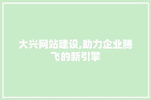 大兴网站建设,助力企业腾飞的新引擎 神马SEO
