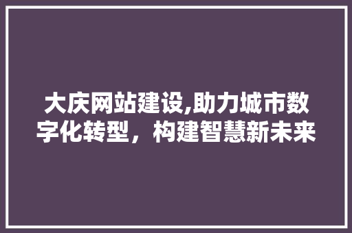 大庆网站建设,助力城市数字化转型，构建智慧新未来 GoogleSEO
