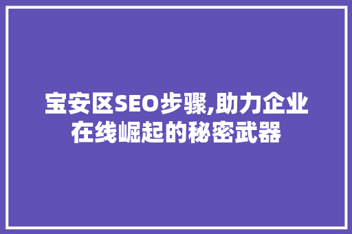 宝安区SEO步骤,助力企业在线崛起的秘密武器 百度SEO