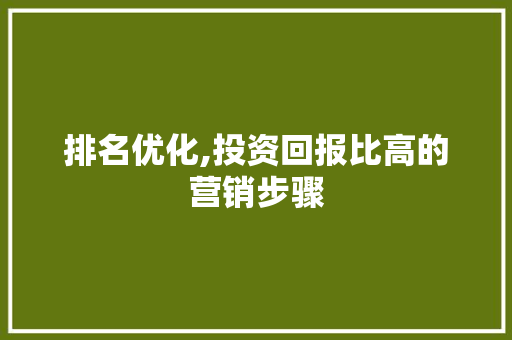 排名优化,投资回报比高的营销步骤 搜狗SEO