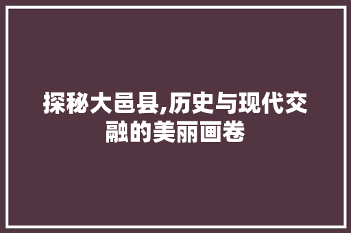 探秘大邑县,历史与现代交融的美丽画卷 百度SEO