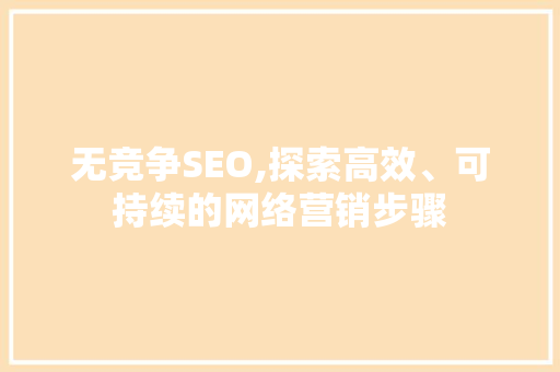 无竞争SEO,探索高效、可持续的网络营销步骤