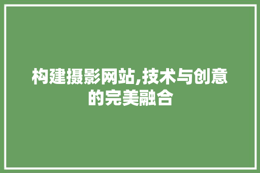 构建摄影网站,技术与创意的完美融合 GoogleSEO