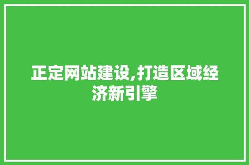 正定网站建设,打造区域经济新引擎 百度SEO