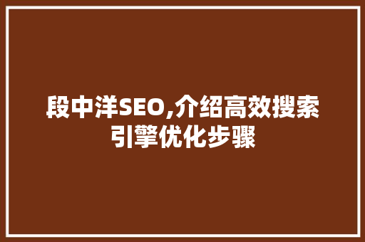 段中洋SEO,介绍高效搜索引擎优化步骤 搜狗SEO