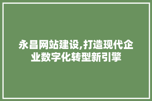 永昌网站建设,打造现代企业数字化转型新引擎 神马SEO